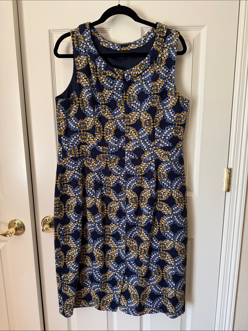 Boden Sleeveless Navy and Mustard Print Women's Dress size 14L - Picture 4 of 10